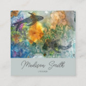 Zen Oriental Koi Teich Fisch Aquarellbahn Coach Quadratische Visitenkarte (Vorderseite)