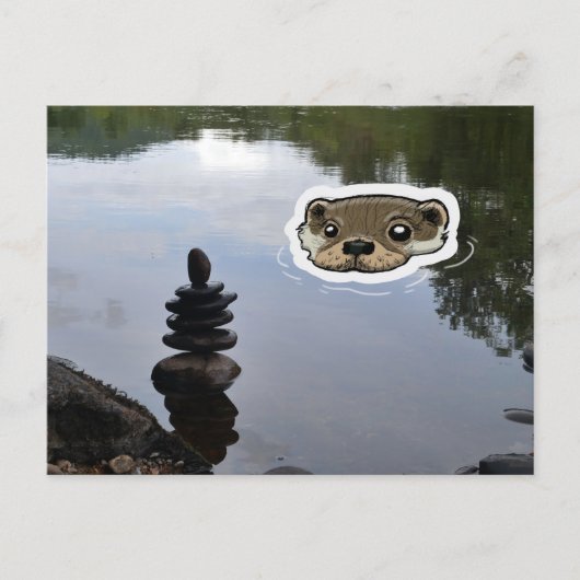 Zen Otter (color) Postkarte (Vorderseite)