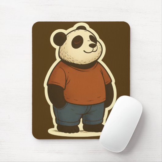 Zen Panda Aufkleber – Entspannter Cartoon-Bär in l Mousepad (Mit Mouse)