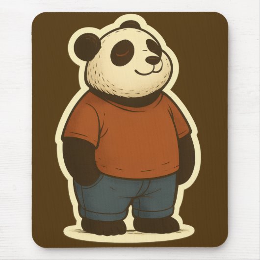 Zen Panda Aufkleber – Entspannter Cartoon-Bär in l Mousepad (Vorne)