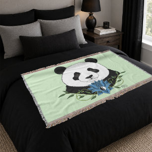 Zen-Panda-Bär-Blauer-Lotus-Yin-Yang-Grün Decke