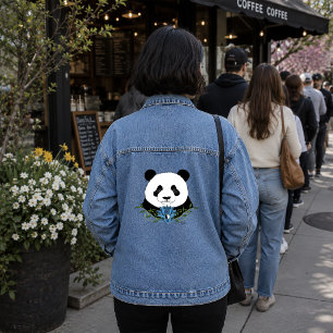 Zen-Panda-Bär-Blauer-Lotus-Yin-Yang-Grün Jeansjacke