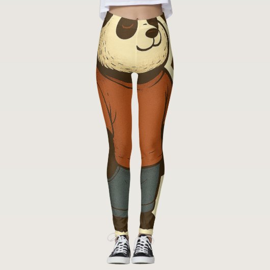 Zen Panda Sticker – Relaxed Cartoon Bear in Casual Leggings (Vorderseite)