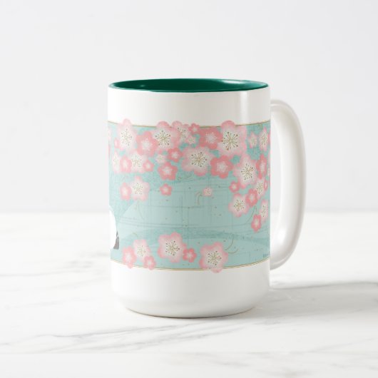 Zen-Panda-Tasse (Pflaumen-Blüten) Zweifarbige Tasse (VorderseiteRechts)