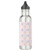 Zen Pastel Pink Botanisches Muster Monogramm Edelstahlflasche (Links)