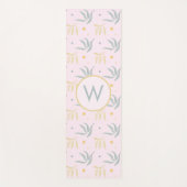 Zen Pastel Pink Botanisches Muster Monogramm Yogamatte (Vorderseite)