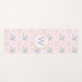 Zen Pastel Pink Botanisches Muster Monogramm Yogamatte (Vorderseite (Horizontal))