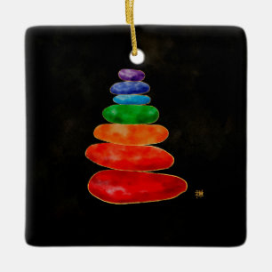 Zen Pebbles Chakras - Wasserfarbe & Gold Keramikornament