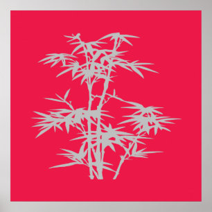Zen Pink asiatisch-japanischer Bambus Poster
