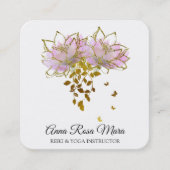 *~* Zen QR AP32 Pink Lotus Butterfly Floral Logo Quadratische Visitenkarte (Vorderseite)