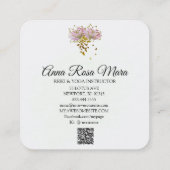 *~* Zen QR AP32 Pink Lotus Butterfly Floral Logo Quadratische Visitenkarte (Rückseite)