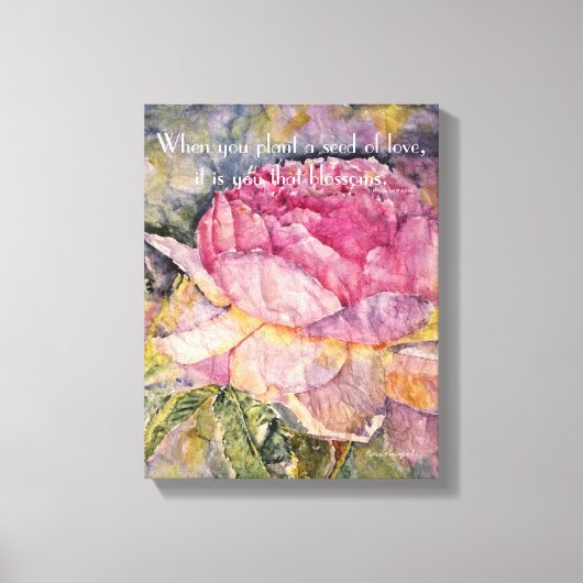 Zen Quote Rose Aquarellbilder drucken Leinwanddruck (Vorderseite)