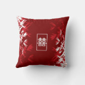 Zen Red Bamboo Verlasse Modernes Chic Double Happy Kissen (Rückseite)