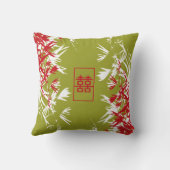 Zen Red Jade Bamboo Verlasse modernes doppeltes Gl Kissen (Rückseite)