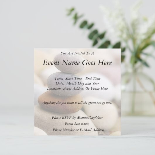 Zen-Rock-Garten Einladung (Stehend Vorderseite)