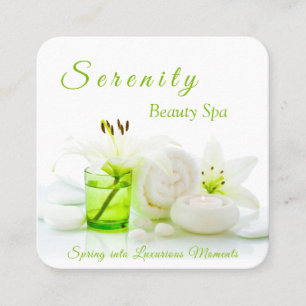 Zen Rocks & Lilly Blume Green & White Beauty Welln Quadratische Visitenkarte