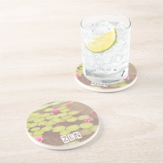 Zen rosa Lotus Sandstein Untersetzer (Seite)