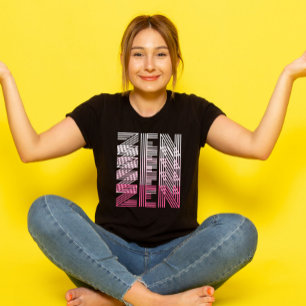 ZEN Rosa Monochrome Retro 70er Typografie Yoga T-Shirt