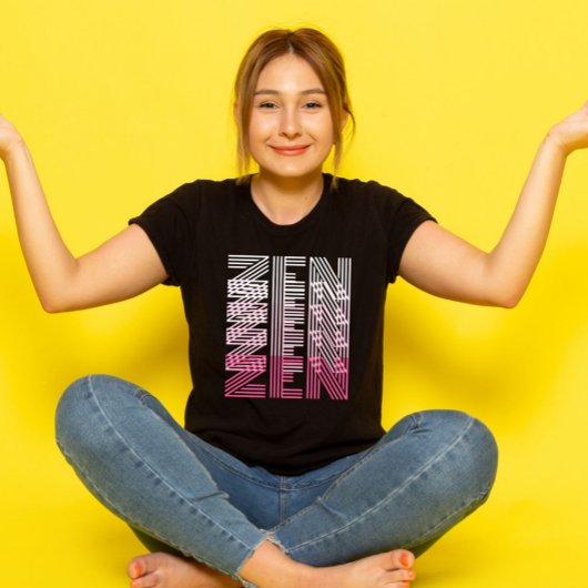 ZEN Rosa Monochrome Retro 70er Typografie Yoga T-Shirt