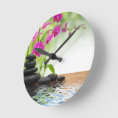 Zen,Ruhe,rosa Orchidee,schön,Wellness-Center,Heilu Runde Wanduhr (Winkel)