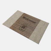 Zen rustikale Burlap Tatami Print Braunbeige Empfa Fußmatte (Schrägansicht)