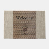 Zen rustikale Burlap Tatami Print Braunbeige Empfa Fußmatte (Vorderseite)