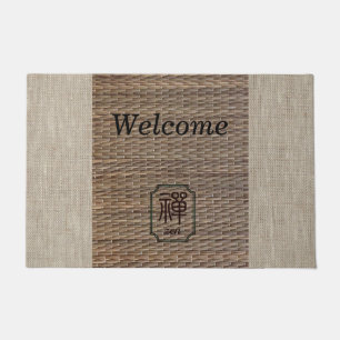 Zen rustikale Burlap Tatami Print Braunbeige Empfa Fußmatte