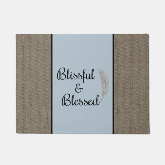Zen rustikale Engel Fether Blue Burlap Print Doorm Fußmatte (Vorderseite)
