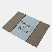Zen rustikale Engel Fether Blue Burlap Print Doorm Fußmatte (Schrägansicht)