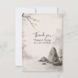 Zen Sakura Hochzeit Botanische Harmonie Dankeskarte