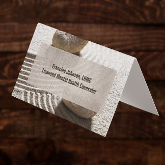 Zen Sand Labrynth and Stones with Faux Linen  Visitenkarten