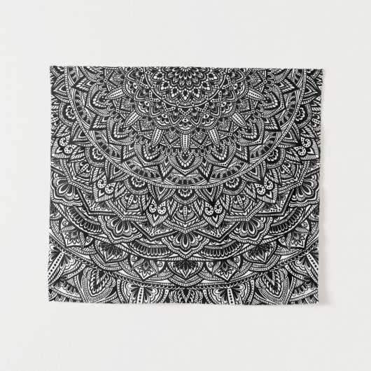 Zen-Schwarzweiss-Mandala Wandteppich (Vorderseite (Horizontal))