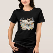 Zen Siamese Cat & Koi Pond T-Shirt Tri-Blend Shirt (Vorderseite)