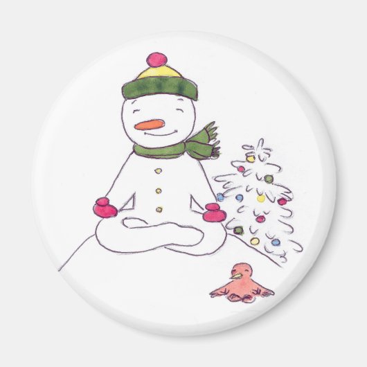 Zen Snowman, Yoga Snowman Magnet (Vorne)