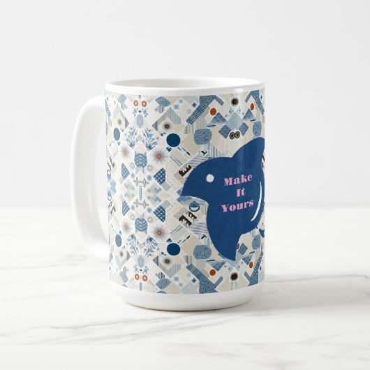 ZEN:Soft Blue & White Serenity Customizable Kaffeetasse (Vorderseite Links)