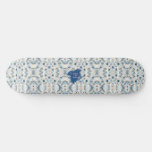 ZEN：Soft Blue & White Serenity Customizable  Skateboard (Horizontal)