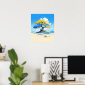 Zen Solitude: Minimalist Golden Tree  Poster (Heimbüro)