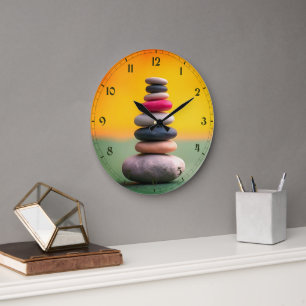 Zen Spirituelle Steine Balance therapeutische Kuns Große Wanduhr