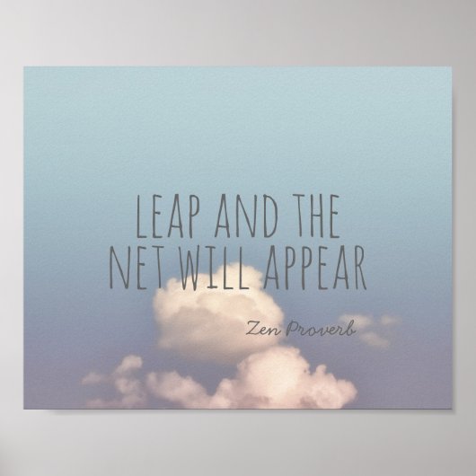 Zen-Sprichwort mit blauem Himmelsfoto Poster (Vorne)