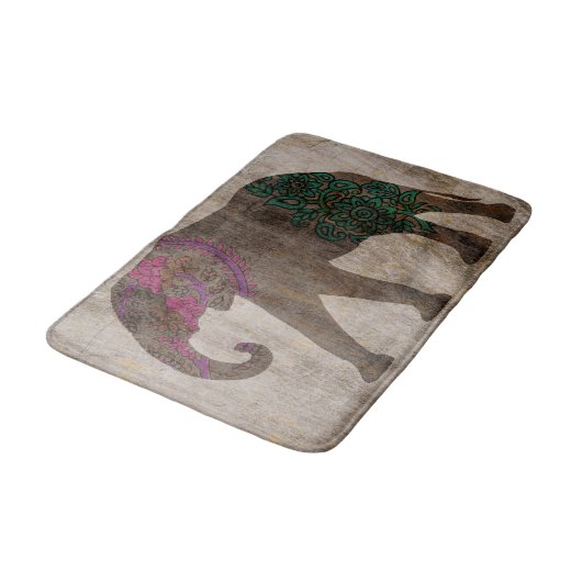 Zen-Stamm-asiatischer Elefant Badematte (Schrägansicht)