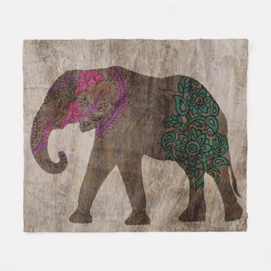 Zen-Stamm-asiatischer Elefant Fleecedecke (Vorderseite (Horizontal))