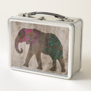 Zen-Stamm-asiatischer Elefant Metall Lunch Box