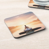 Zen Stein Meditation Mädchen Getränkeuntersetzer (Linke Seite)