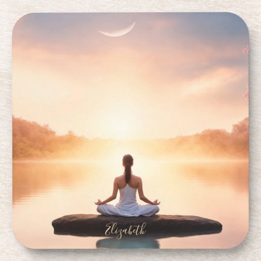 Zen Stein Meditation Mädchen Getränkeuntersetzer (Vorderseite)