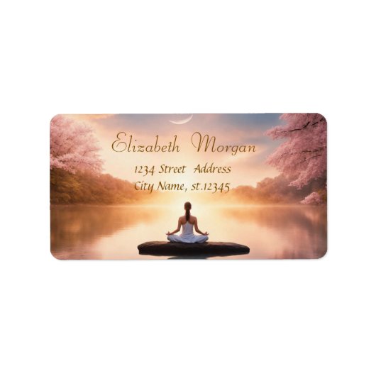 Zen-Stein-Meditationsmädchen Adressaufkleber (Vorne)