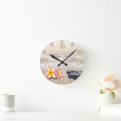 Zen-Steine, Blume, Gold-Spiritualität Runde Wanduhr (Zuhause)