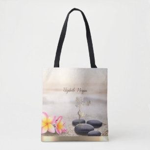 Zen-Steine, Blumen, Goldene Baum Frauen Silhouette Tasche