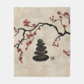 Zen Steine Sakura Baum Fleecedecke (Vorderseite)