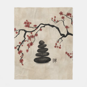 Zen Steine Sakura Baum Fleecedecke