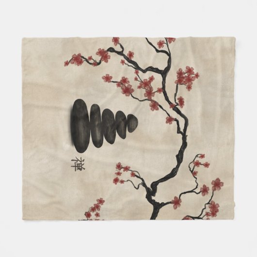 Zen Steine Sakura Baum Fleecedecke (Vorderseite (Horizontal))